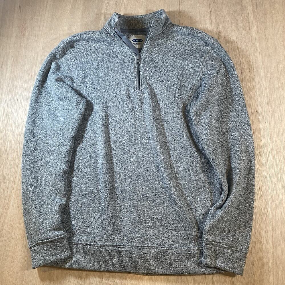 Old Navy Men’s Quarter Zip Pullover Sweater Long Sleeve in Gray Size Small